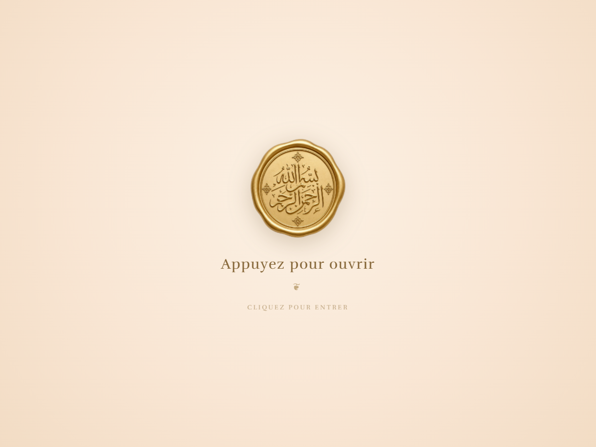 Modèle Écrin d’Or : sceau doré sur fond crème